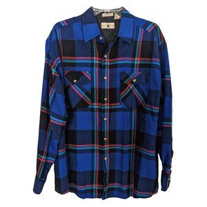 Vintage Northwest Territory blue plaid long‎ sleeve button down shirt size L